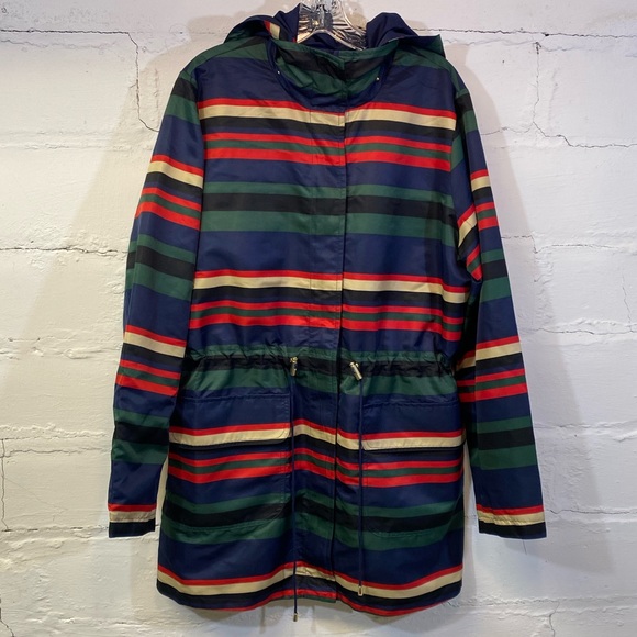 C Wonder Bright Stripe 3/4 Length Reversible (Navy)Jacket Pockets Adjust Waist - Picture 2 of 10